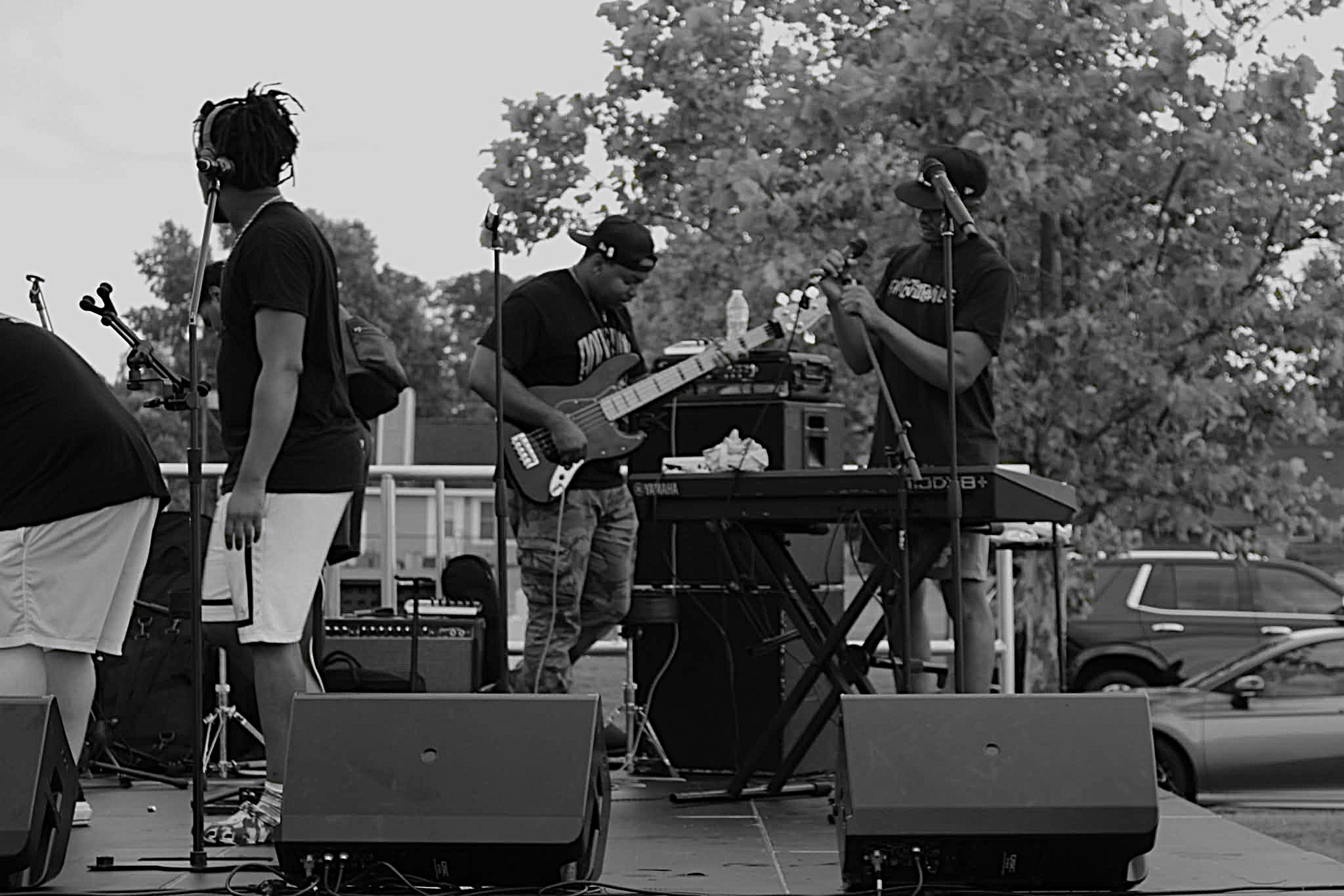 RISE musicians leading worship outdoors